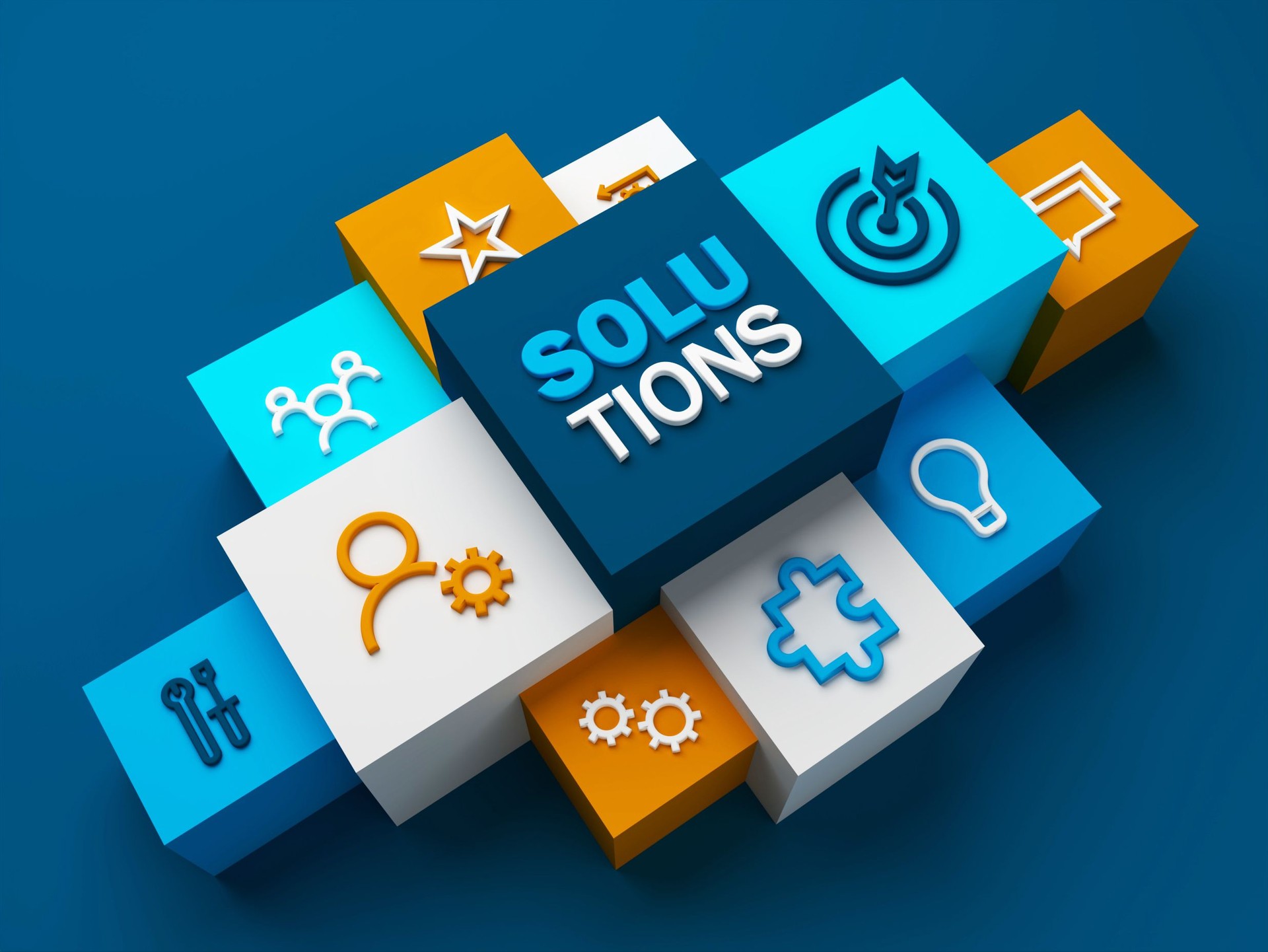 3D render of SOLUTIONS business concept